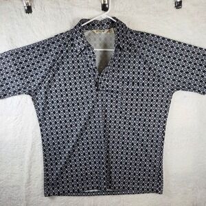Resort Ware by Rialo Mens Geometric Print Short Sleeve Button Down Shirt‎ Size L
